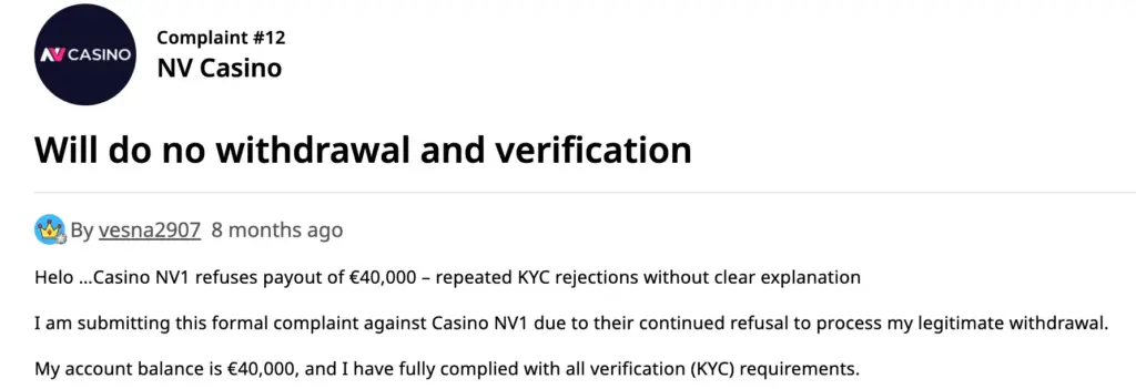 nvcasino scam askgamblers